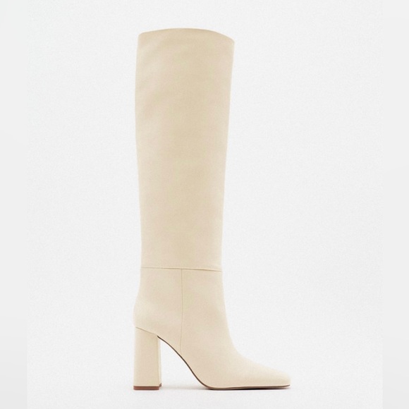 Zara Heeled boots leather off white - Picture 5 of 6